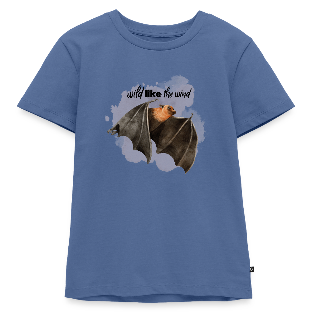Kinder T-Shirt - wild like the wind - Taubenblau