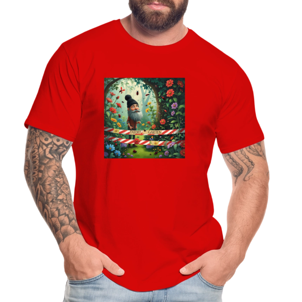 Männer Bio T-Shirt - Tatort Garten - Rot