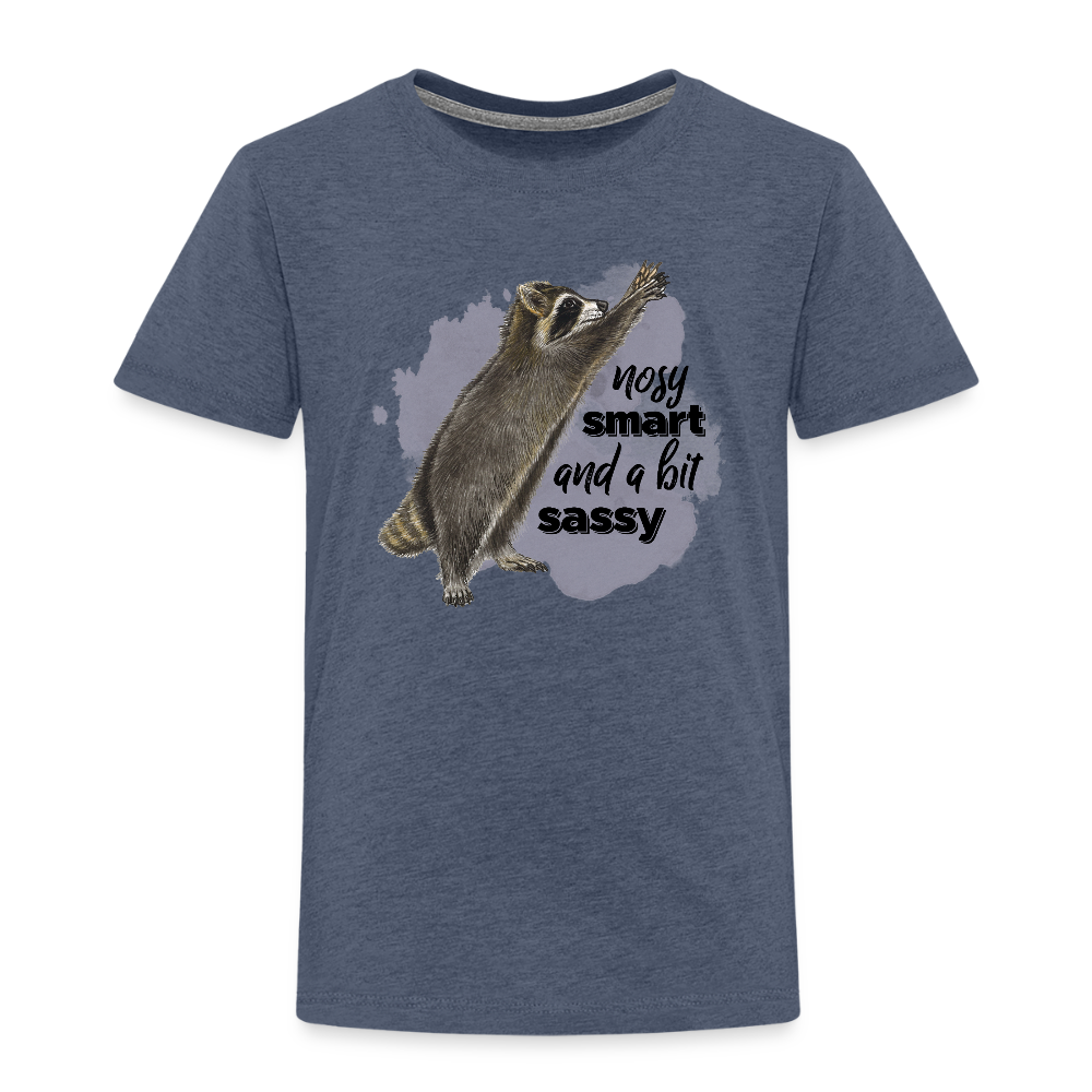 Kinder T-Shirt - nosy smart and a bit sassy - Blau meliert