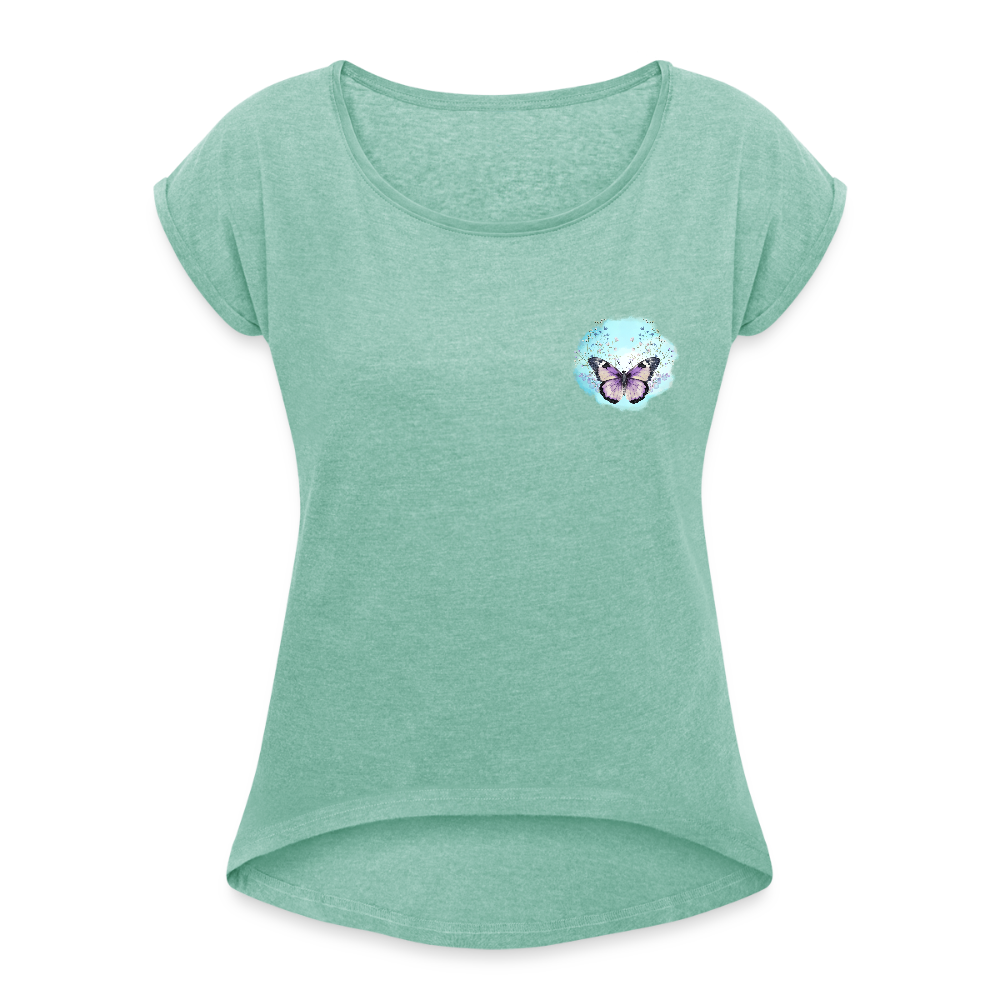 Frauen T-Shirt - Schmetterling - Minze meliert