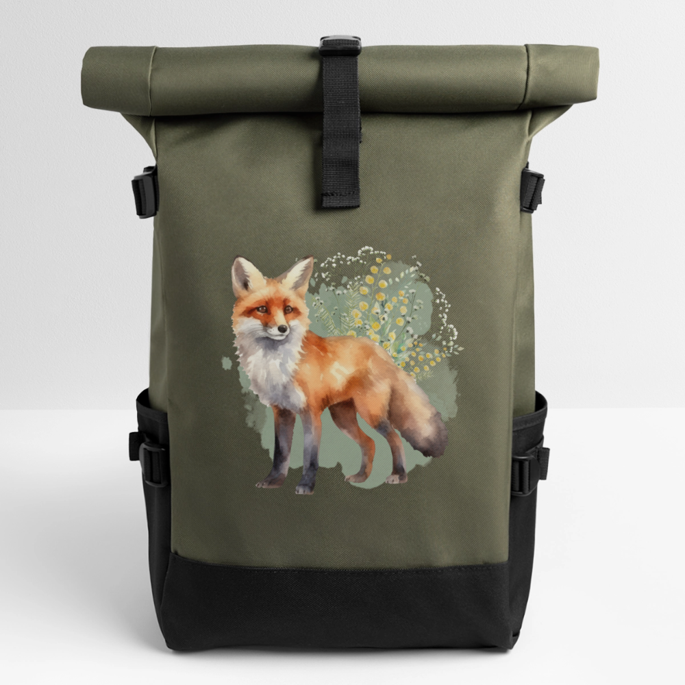 Rolltop Rucksack - Fuchs - Olive/Schwarz