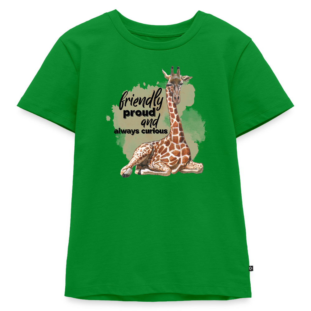 Kinder T-Shirt - friendly proud an always curious - Grün