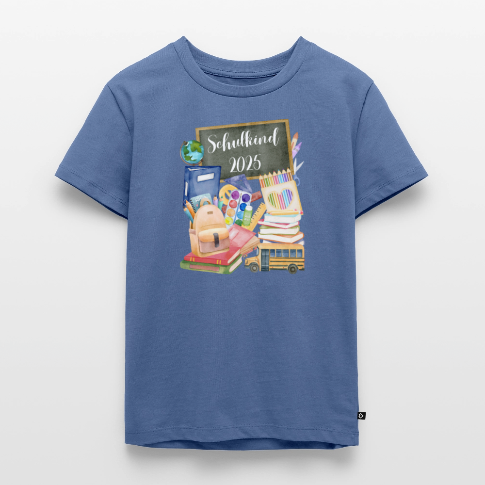Kinder T-Shirt - Schulkind 2025 *Personalisierbar* - Taubenblau