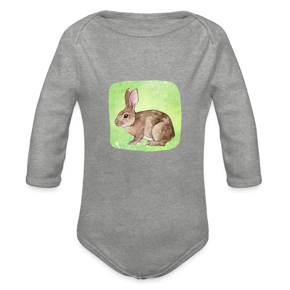 Langarmbody  - Baby Hase - Grau meliert