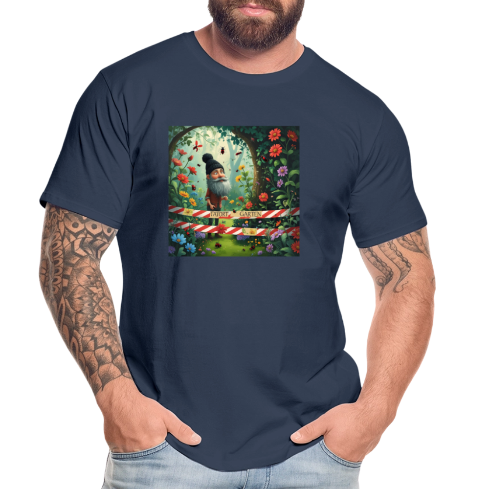 Männer Bio T-Shirt - Tatort Garten - Navy