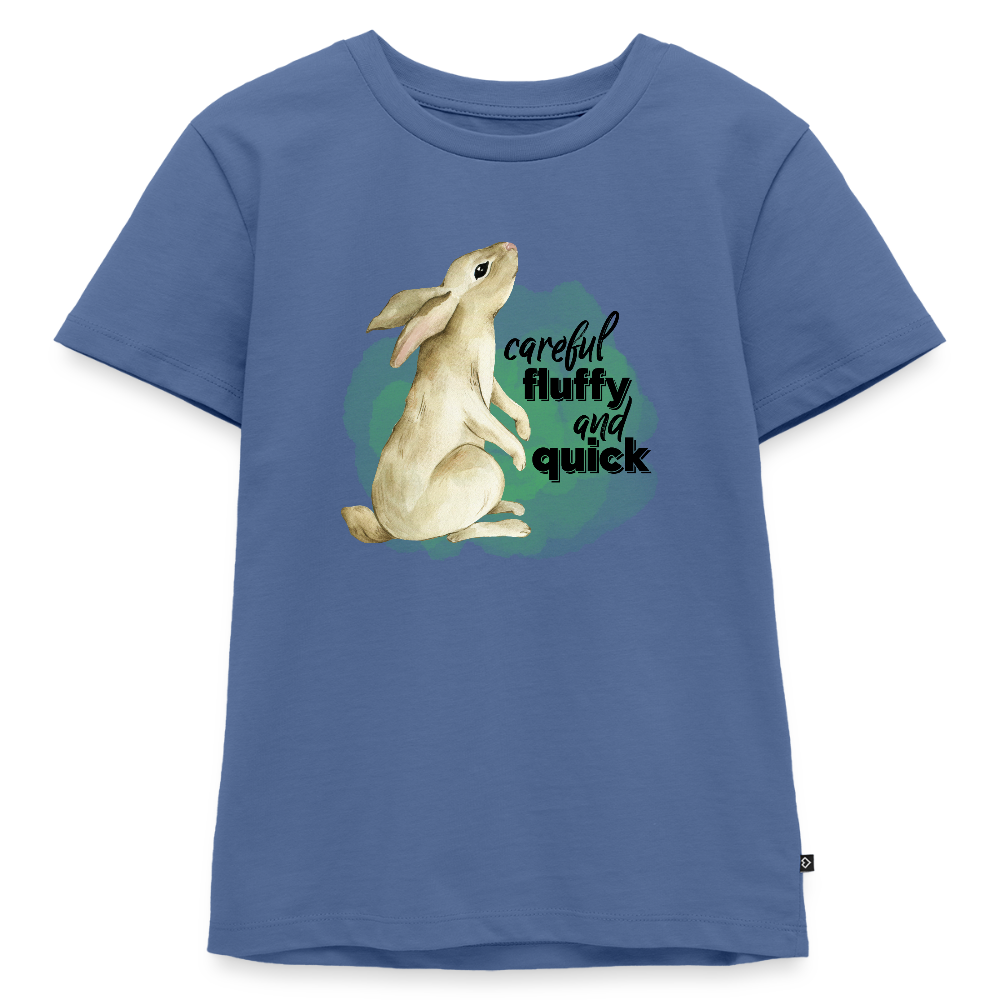 Kinder T-Shirt - careful, fluffy and quick - Taubenblau