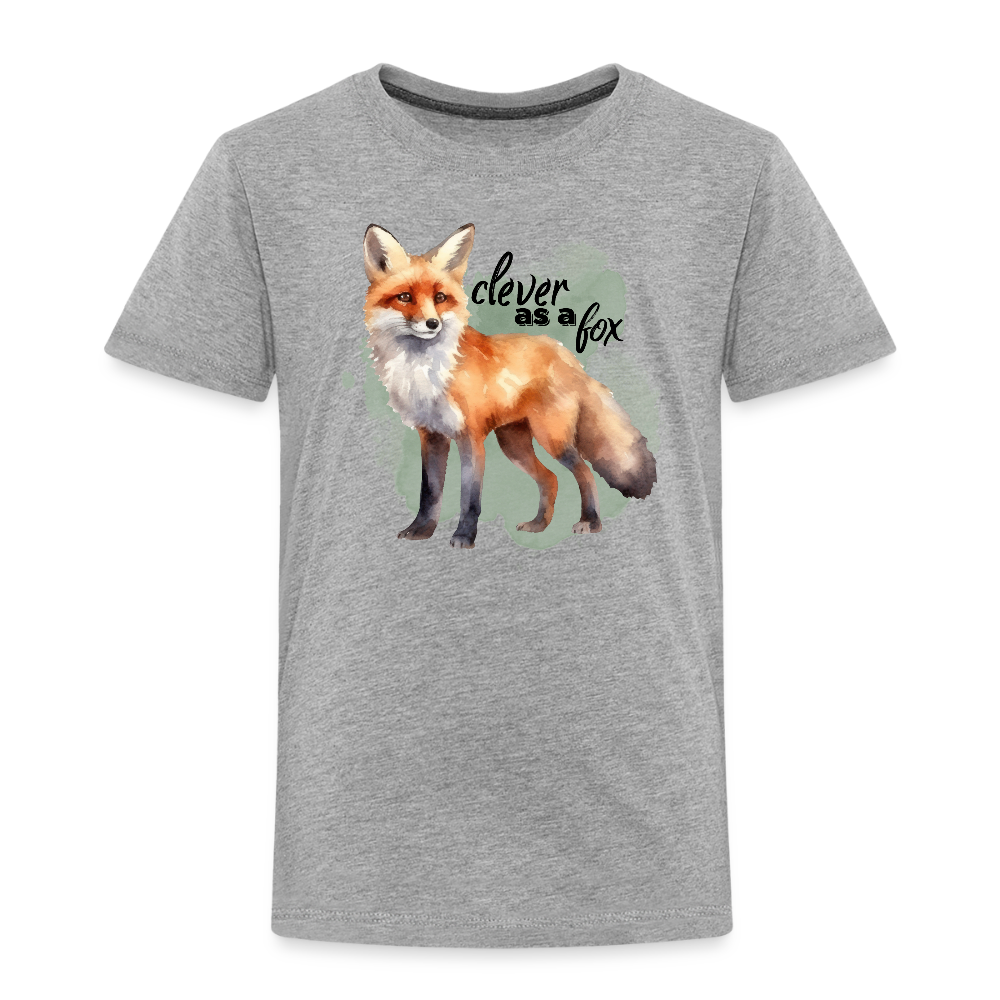 Kinder T-Shirt - clever as a fox - Grau meliert