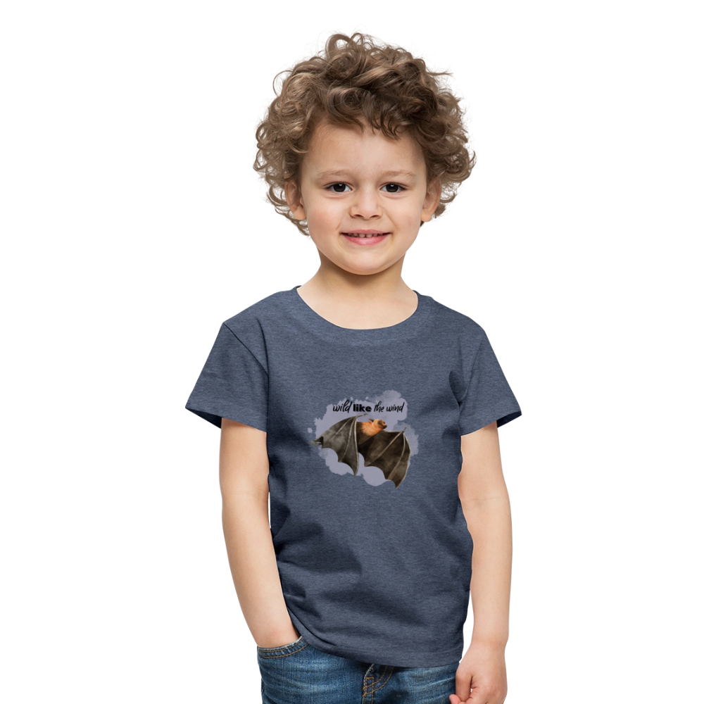 Kinder T-Shirt - wild like the wind - Blau meliert