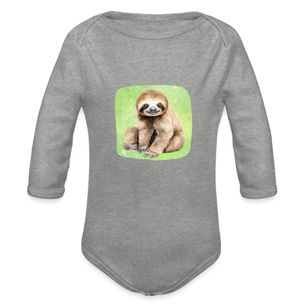 Langarmbody  - Baby Faultier - Grau meliert