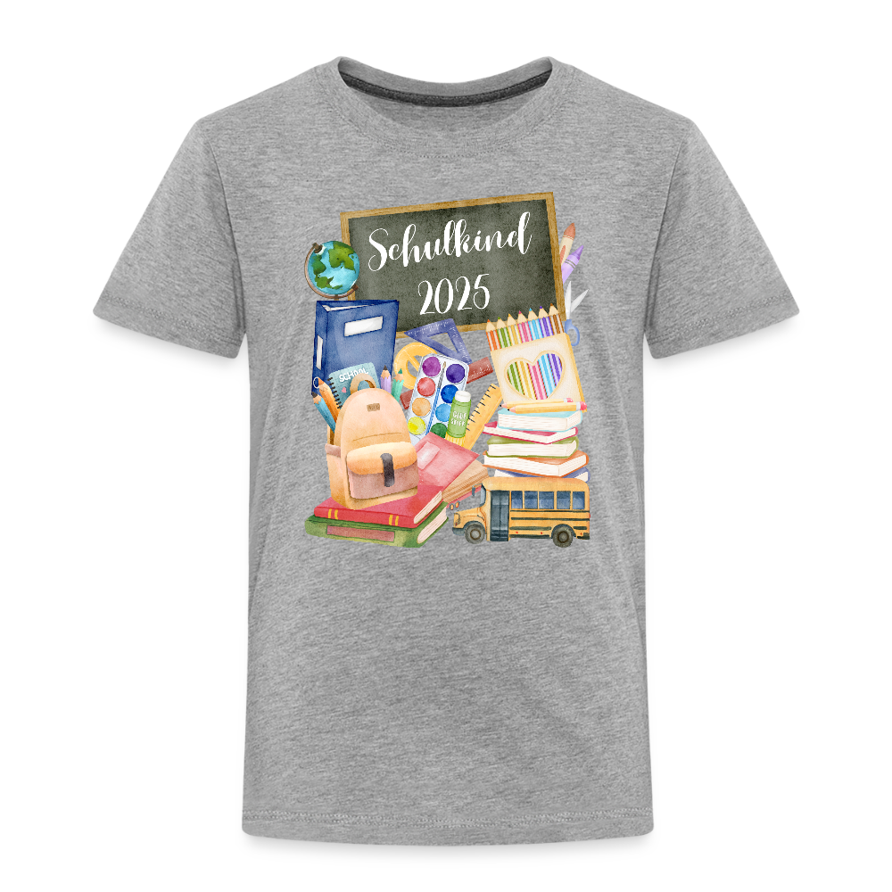 Kinder T-Shirt - Schulkind 2025 *Personalisierbar* - Grau meliert