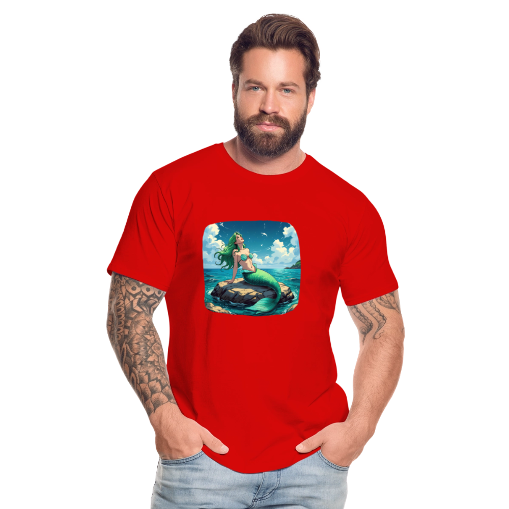 Männer Bio T-Shirt - Meerjungfrau - Rot