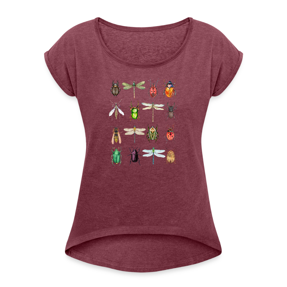 Frauen T-Shirt - Käfer - Bordeauxrot meliert