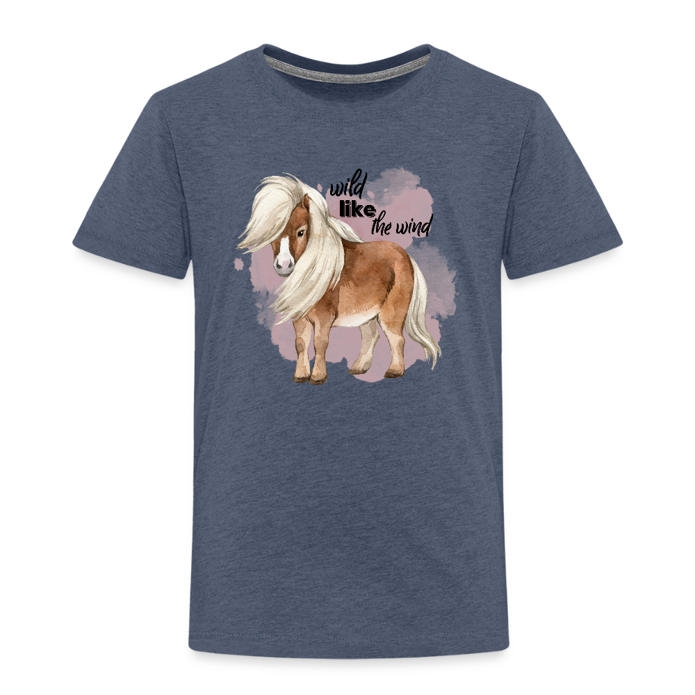 Kinder T-Shirt - wild like the wind - Blau meliert