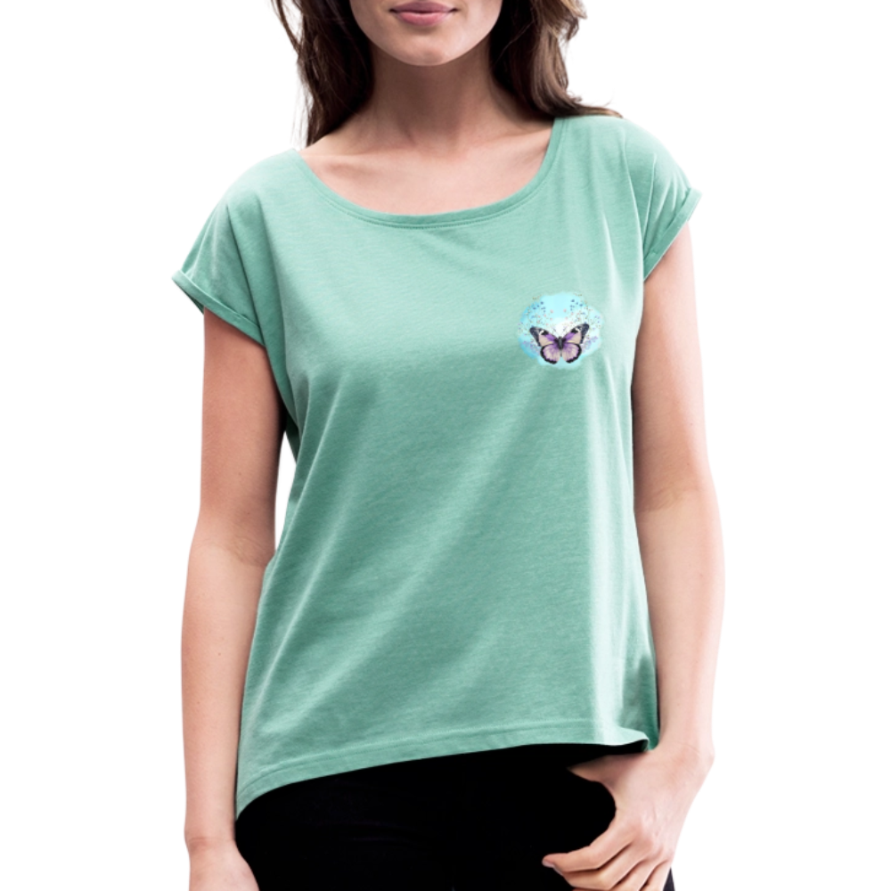 Frauen T-Shirt - Schmetterling - Minze meliert