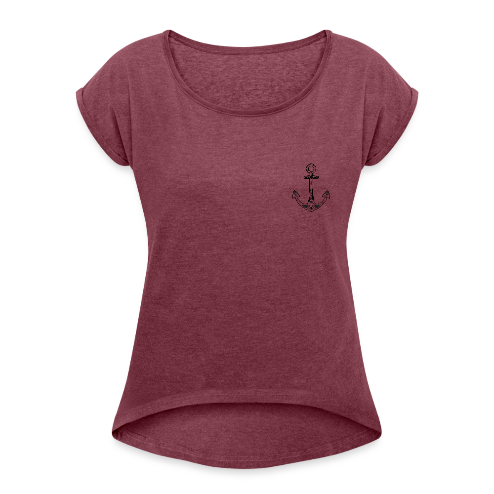 Frauen T-Shirt - Anker - Bordeauxrot meliert