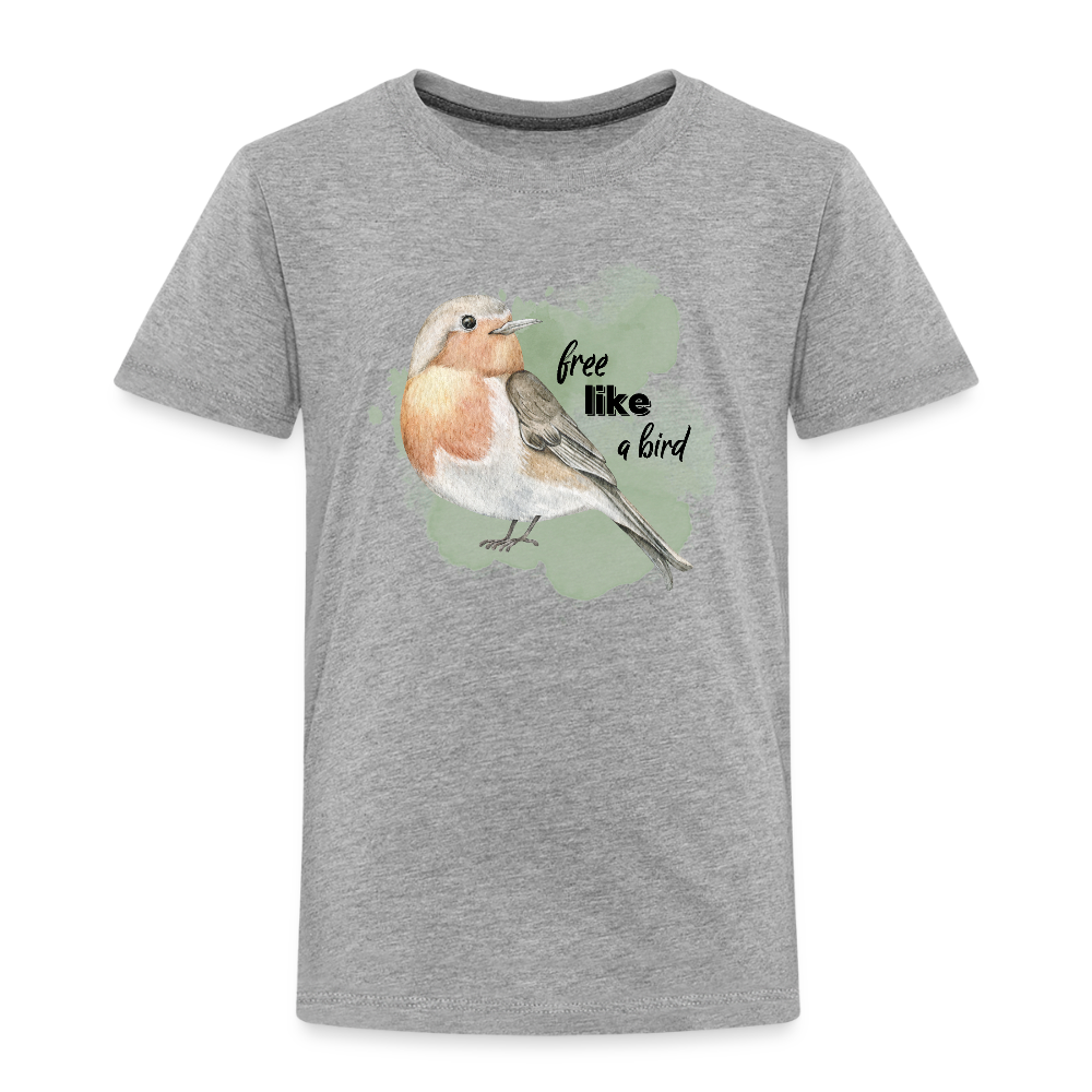 Kinder T-Shirt - free like a bird - Grau meliert