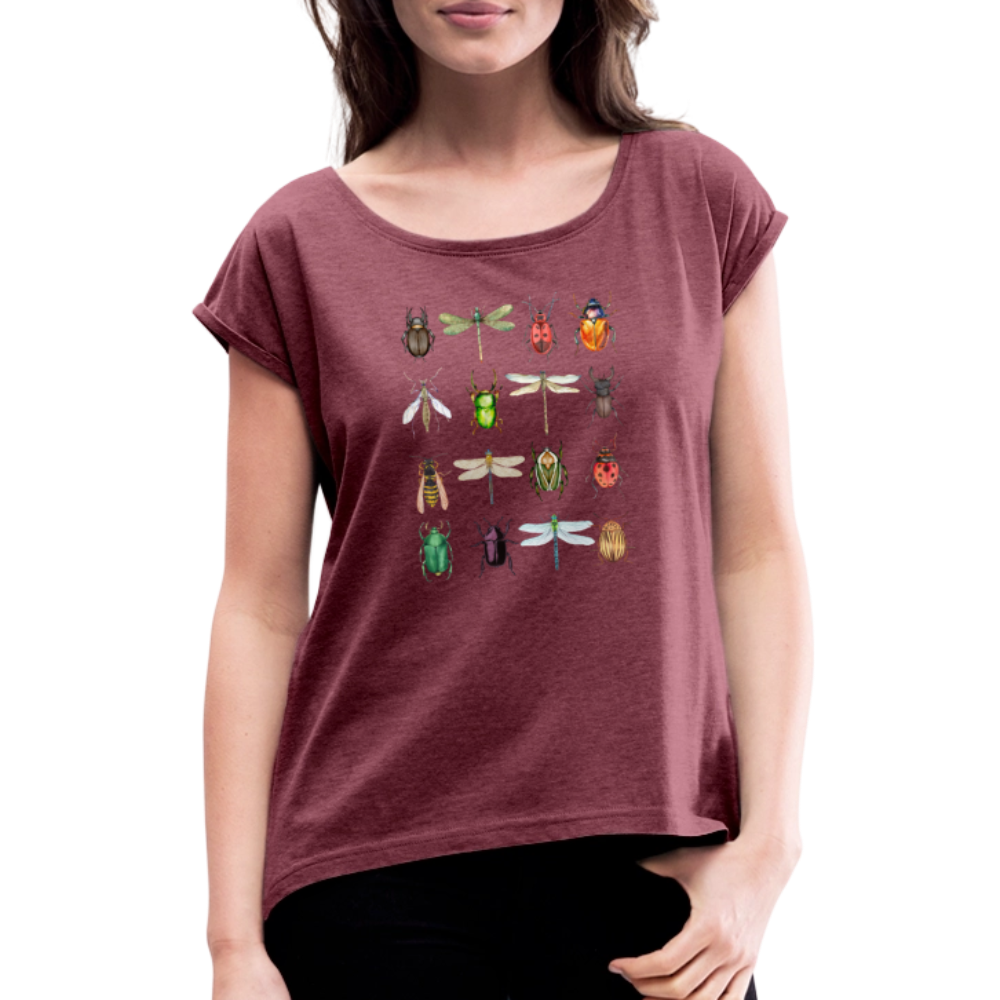 Frauen T-Shirt - Käfer - Bordeauxrot meliert