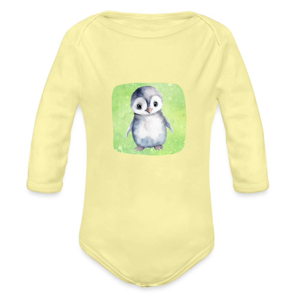 Langarmbody  - Baby Pinguin - Hellgelb