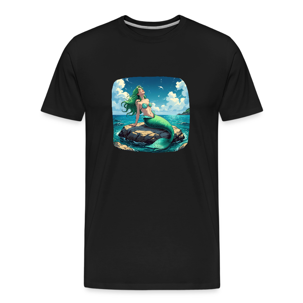Männer Bio T-Shirt - Meerjungfrau - Schwarz