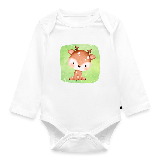 Langarmbody  - Baby Reh - Weiß
