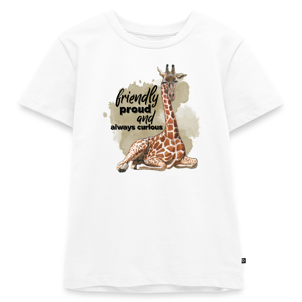Kinder T-Shirt - friendly proud an always curious - Weiß