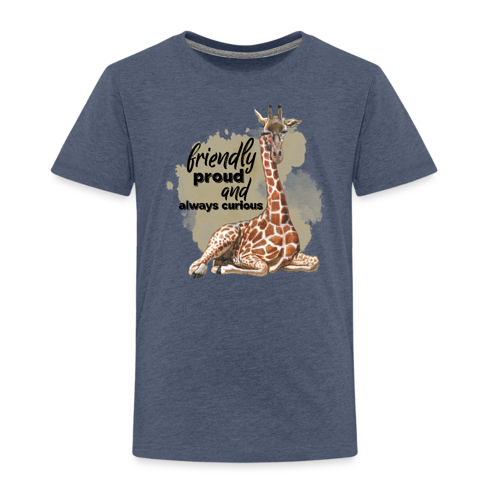 Kinder T-Shirt - friendly proud an always curious - Blau meliert