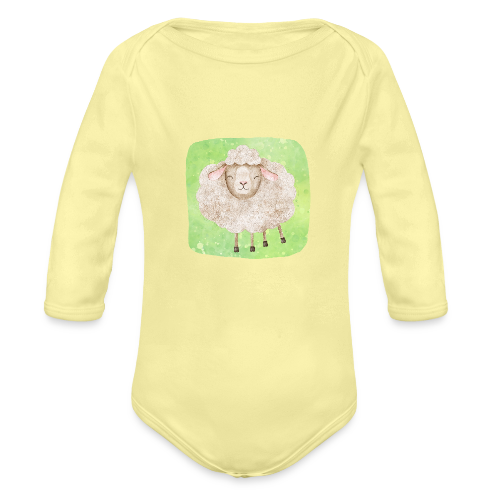 Langarmbody  - Baby Schaf - Hellgelb