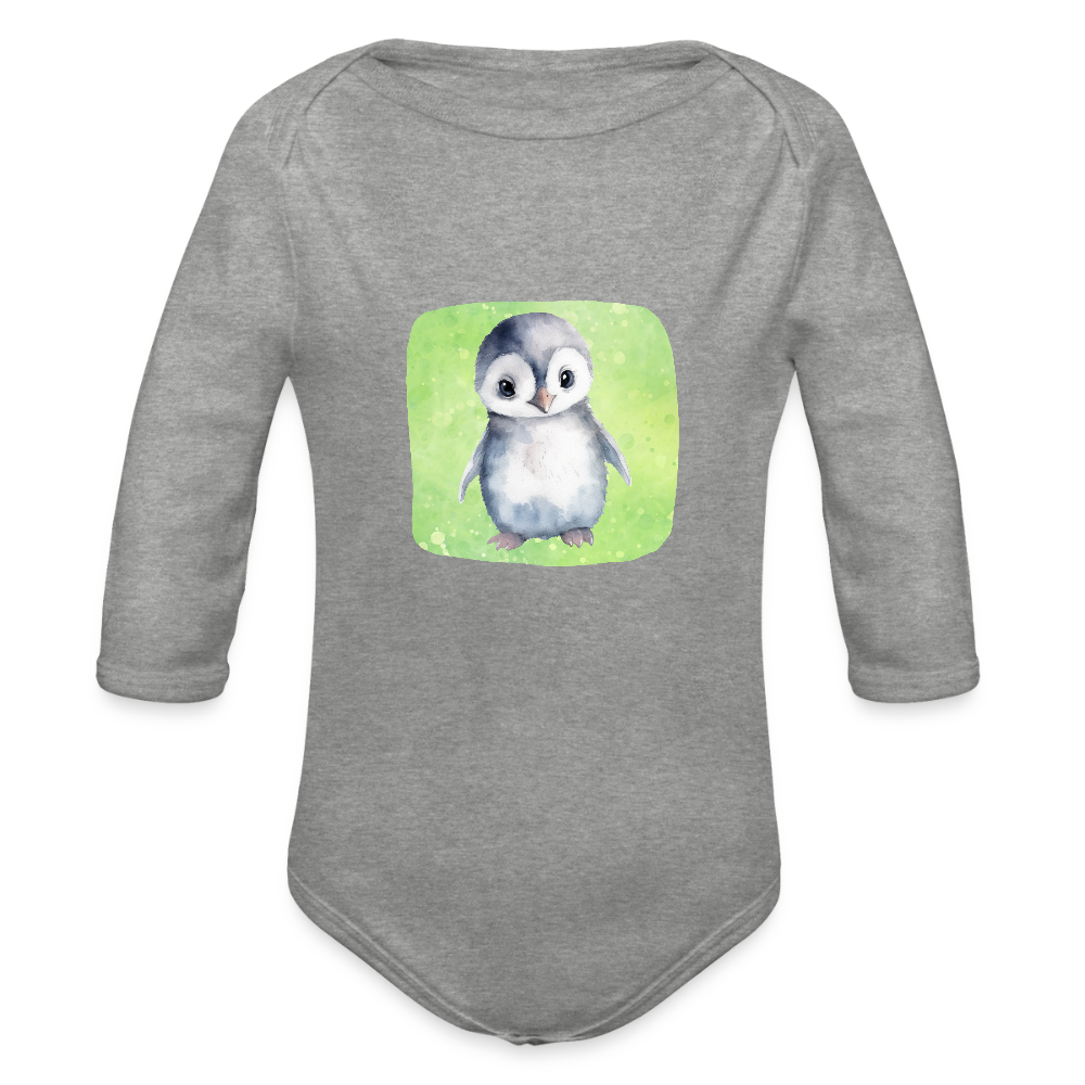 Langarmbody  - Baby Pinguin - Grau meliert