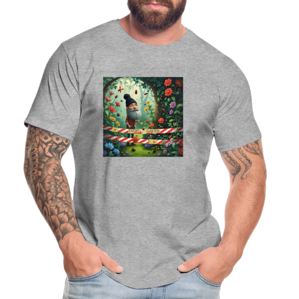 Männer Bio T-Shirt - Tatort Garten - Grau meliert