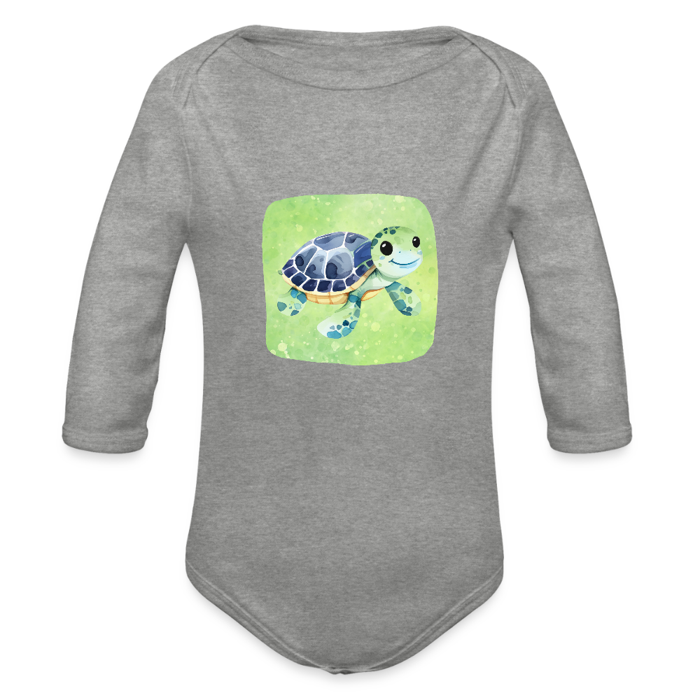 Langarmbody  - Baby Schildkröte - Grau meliert