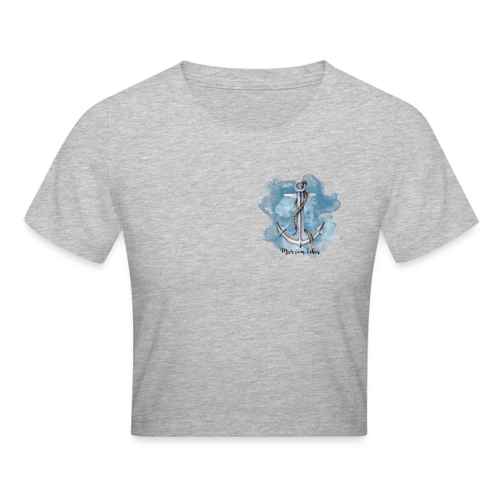 Cropped T-Shirt - Meer vom Leben - Grau meliert