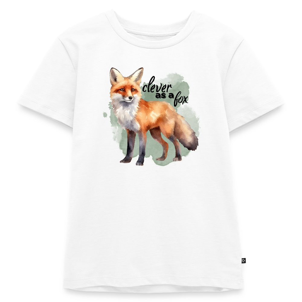 Kinder T-Shirt - clever as a fox - Weiß