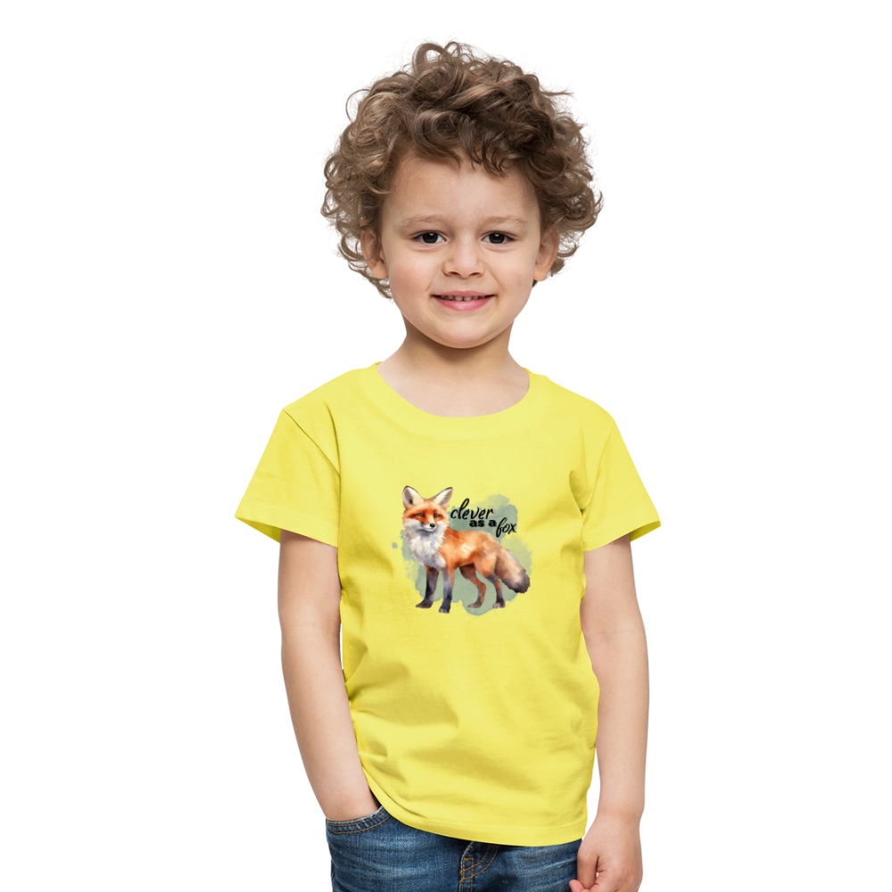 Kinder T-Shirt - clever as a fox - Gelb