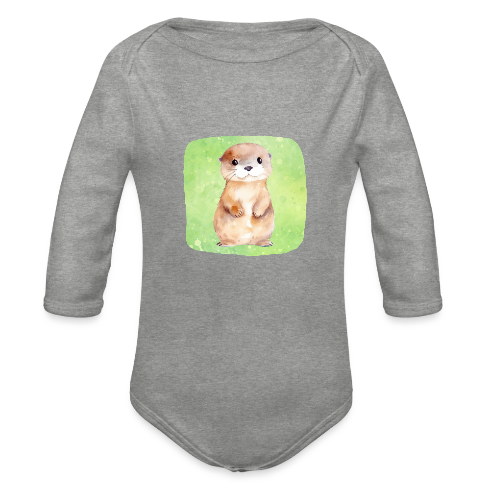Langarmbody  - Baby Otter - Grau meliert