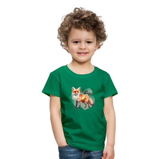Kinder T-Shirt - clever as a fox - Kelly Green