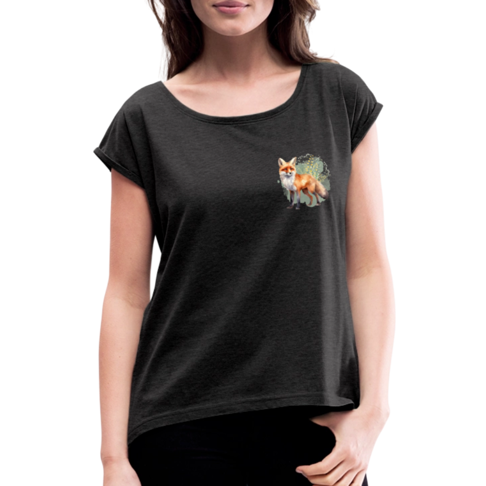 Frauen T-Shirt - Fuchs - Schwarz meliert