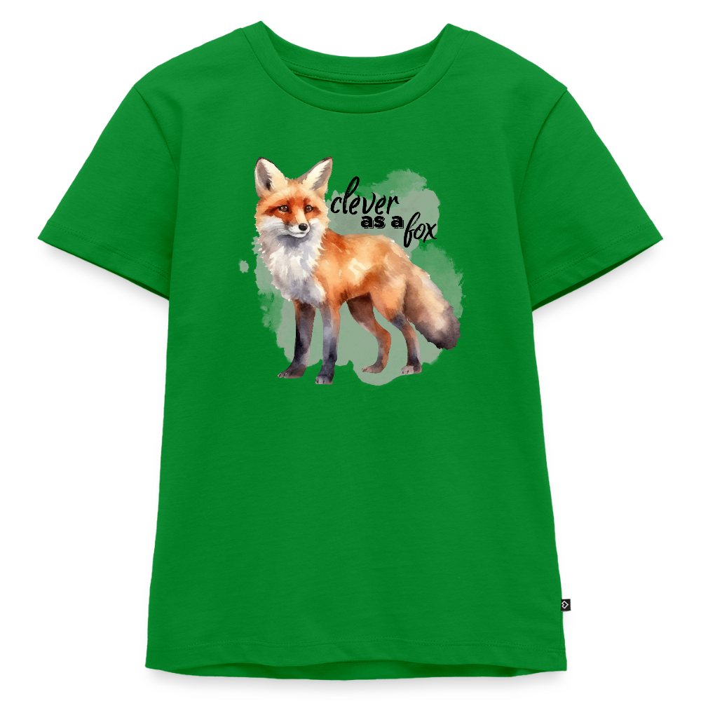 Kinder T-Shirt - clever as a fox - Grün