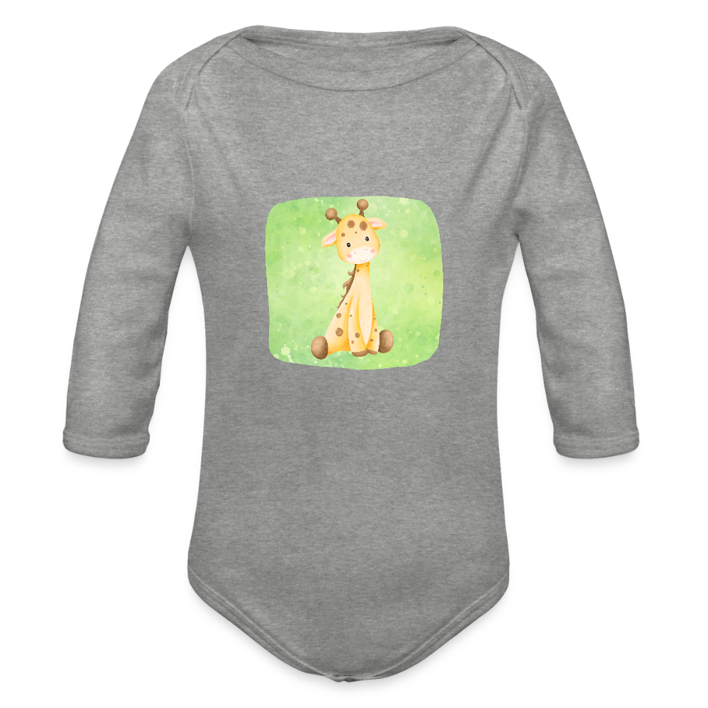 Langarmbody  - Baby Giraffe - Grau meliert