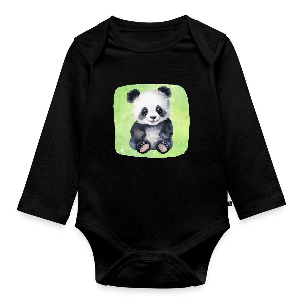 Langarmbody  - Baby Panda - Schwarz