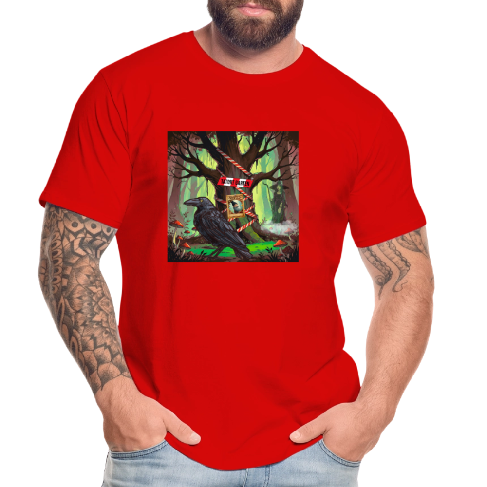 Männer Bio T-Shirt - Tatort Garten Baum - Rot