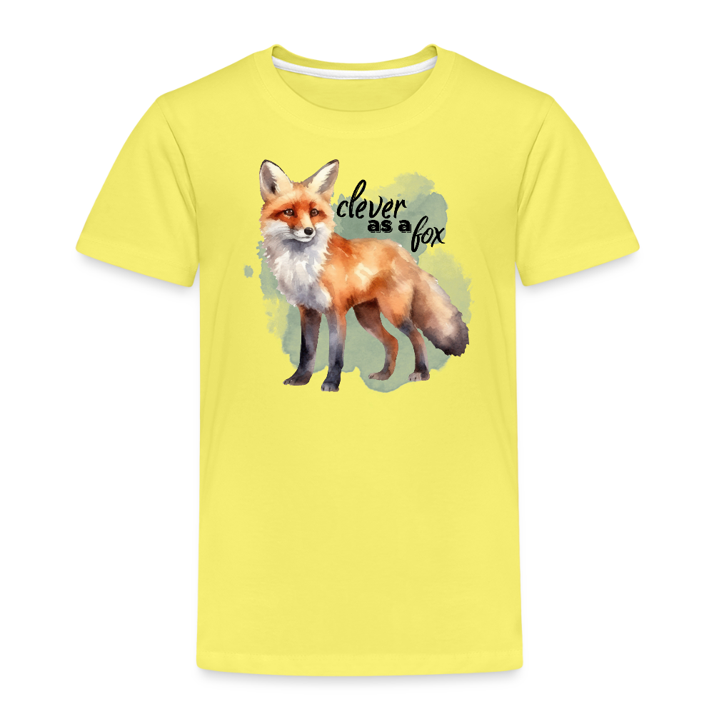 Kinder T-Shirt - clever as a fox - Gelb