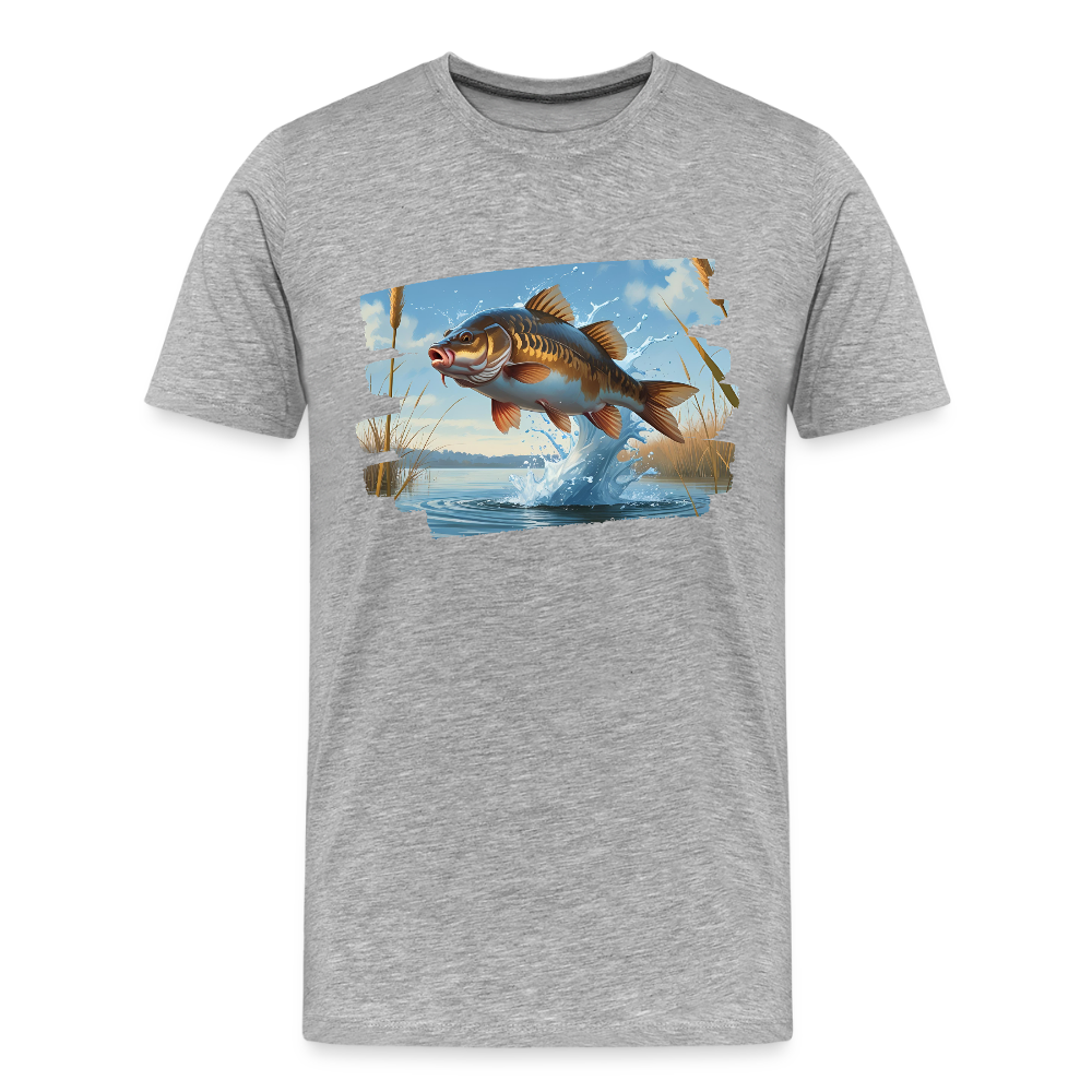 Männer Bio T-Shirt - Karpfen - Grau meliert