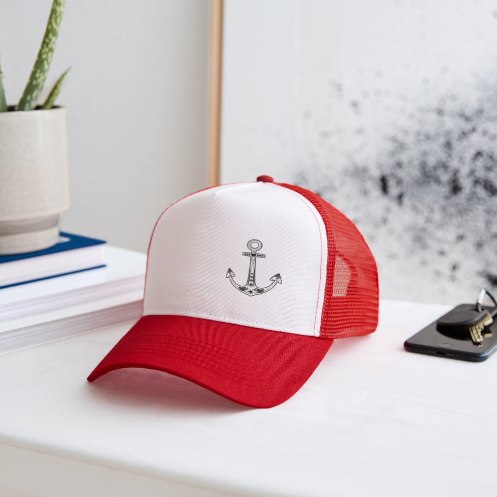 Trucker Cap - Anker - Weiß/Rot