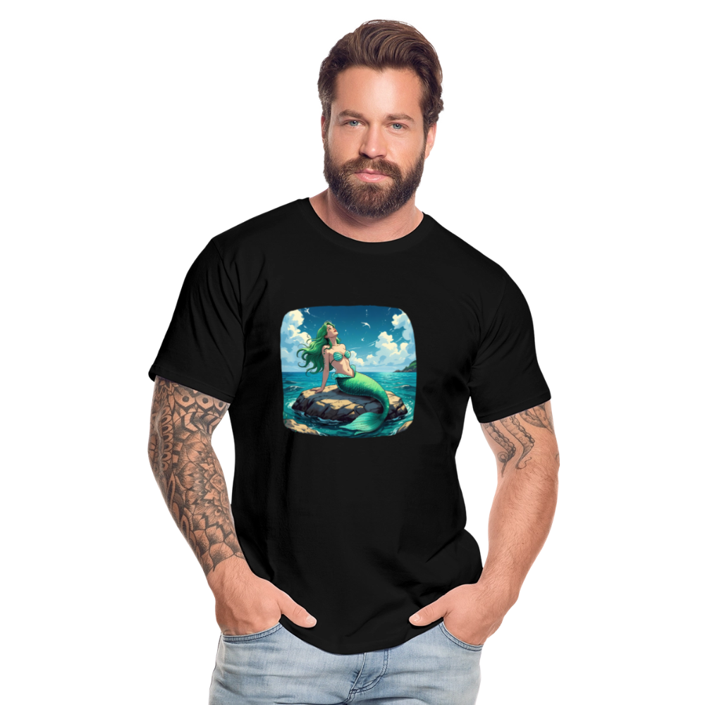 Männer Bio T-Shirt - Meerjungfrau - Schwarz