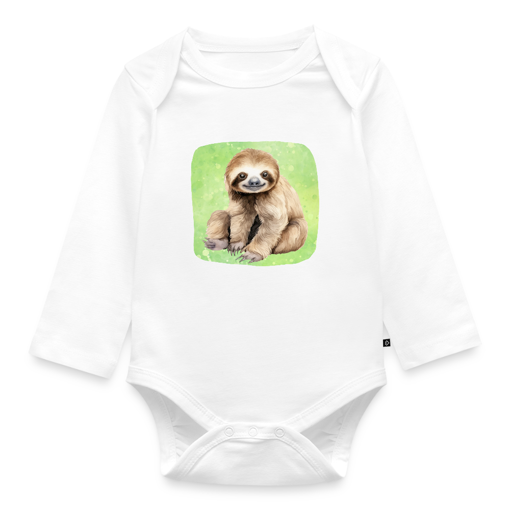 Langarmbody  - Baby Faultier - Weiß