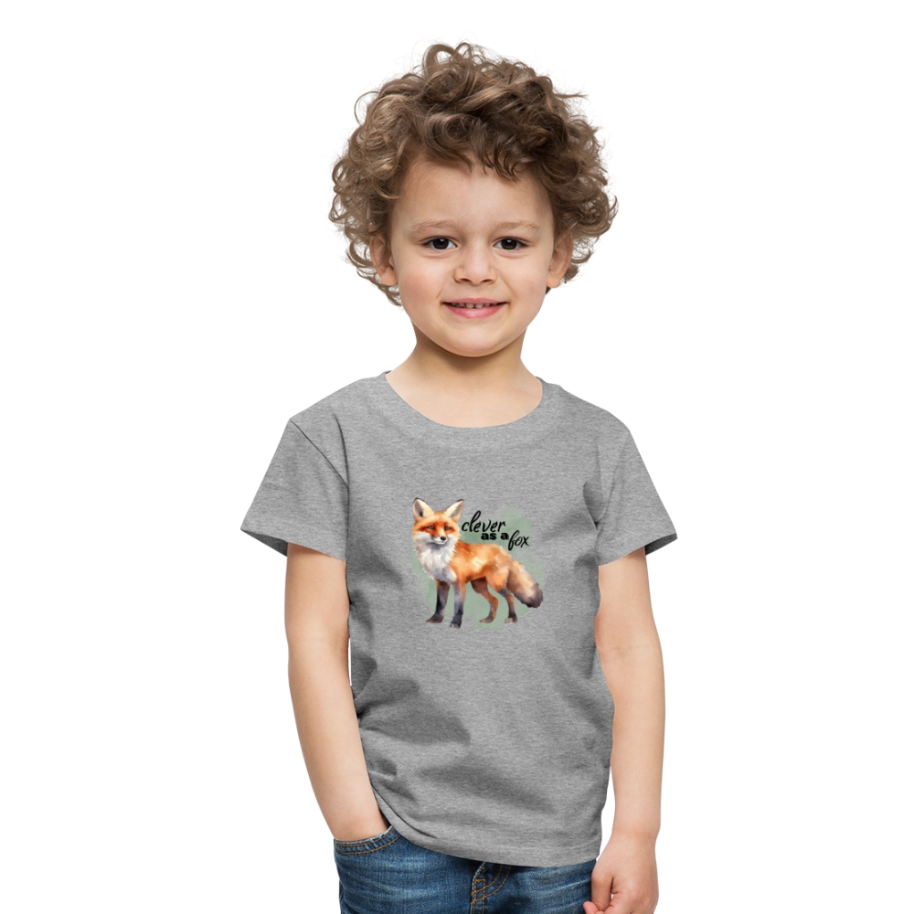 Kinder T-Shirt - clever as a fox - Grau meliert