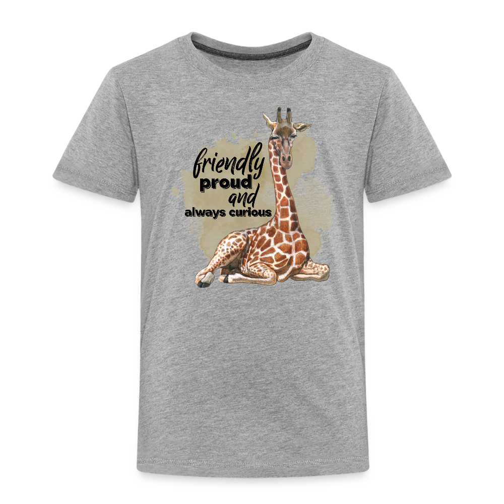 Kinder T-Shirt - friendly proud an always curious - Grau meliert