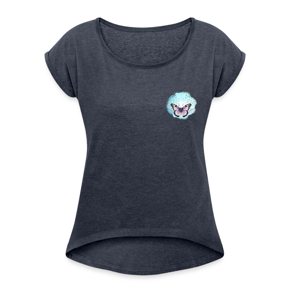 Frauen T-Shirt - Schmetterling - Navy meliert