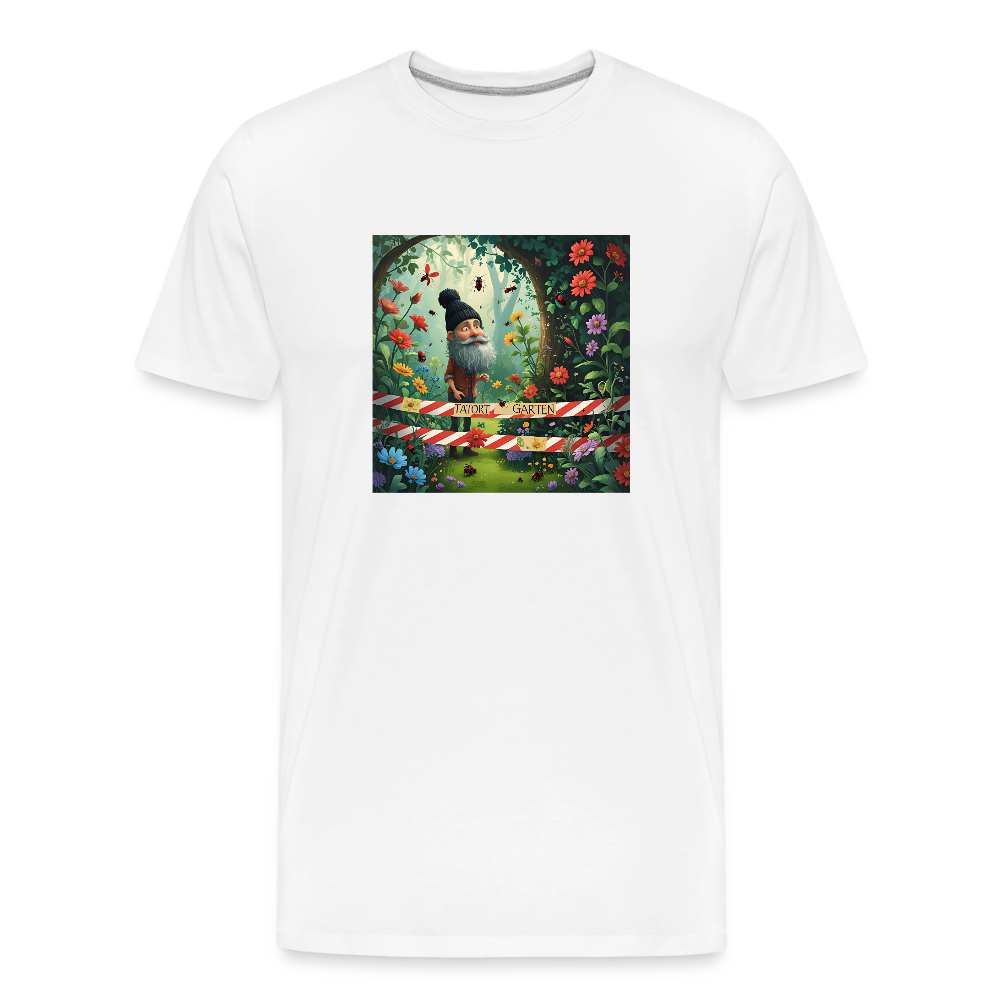 Männer Bio T-Shirt - Tatort Garten - Weiß