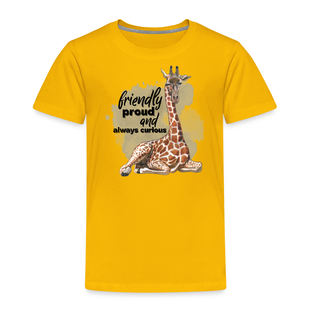 Kinder T-Shirt - friendly proud an always curious - Sonnengelb